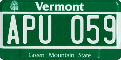 VT license plate APU059