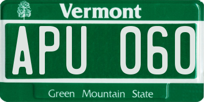 VT license plate APU060
