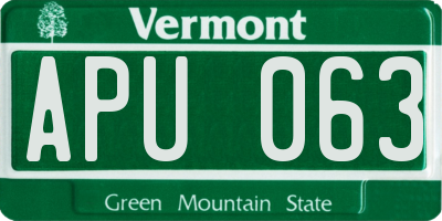 VT license plate APU063