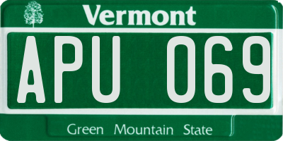 VT license plate APU069