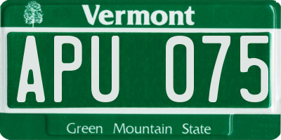 VT license plate APU075