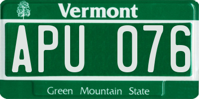 VT license plate APU076
