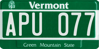 VT license plate APU077