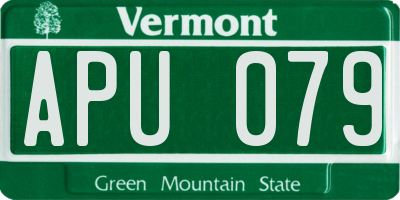 VT license plate APU079