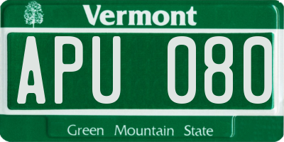 VT license plate APU080