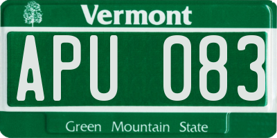 VT license plate APU083