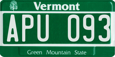 VT license plate APU093