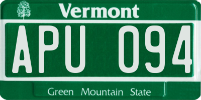 VT license plate APU094