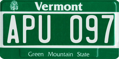 VT license plate APU097
