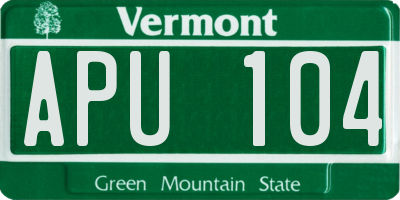 VT license plate APU104