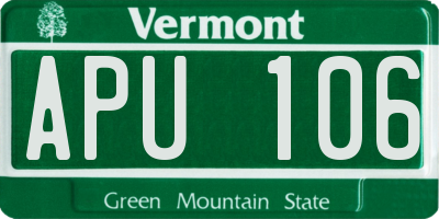 VT license plate APU106