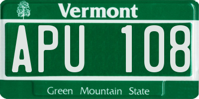 VT license plate APU108