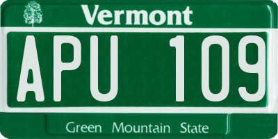 VT license plate APU109