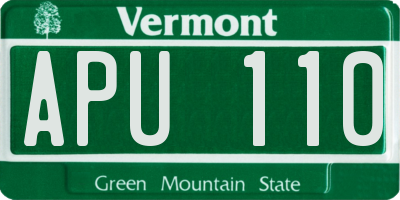 VT license plate APU110