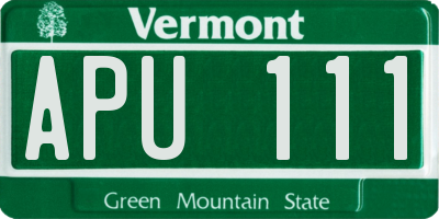 VT license plate APU111