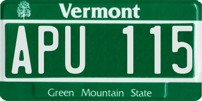 VT license plate APU115