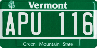 VT license plate APU116