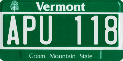 VT license plate APU118