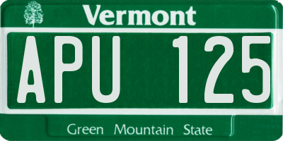 VT license plate APU125