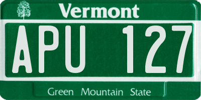 VT license plate APU127