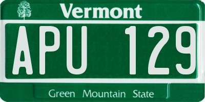 VT license plate APU129