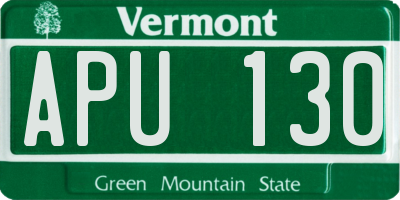 VT license plate APU130