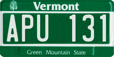 VT license plate APU131