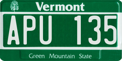 VT license plate APU135