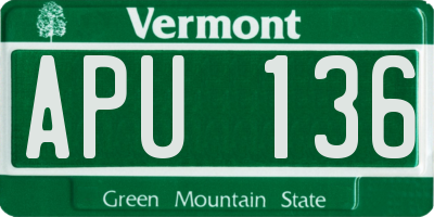 VT license plate APU136