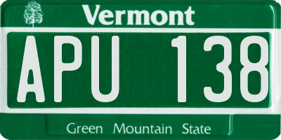 VT license plate APU138