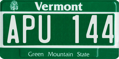 VT license plate APU144