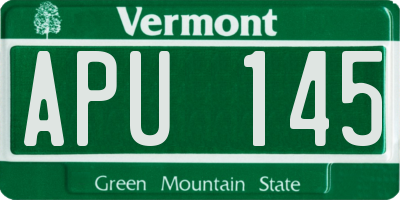 VT license plate APU145