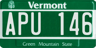 VT license plate APU146