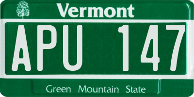VT license plate APU147