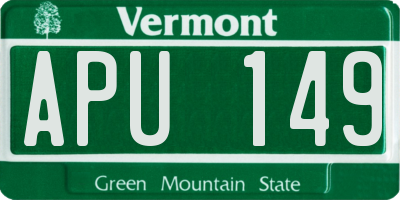 VT license plate APU149
