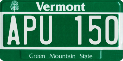 VT license plate APU150