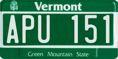 VT license plate APU151