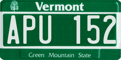 VT license plate APU152