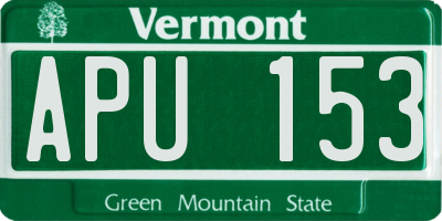 VT license plate APU153