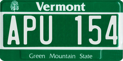 VT license plate APU154