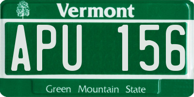 VT license plate APU156
