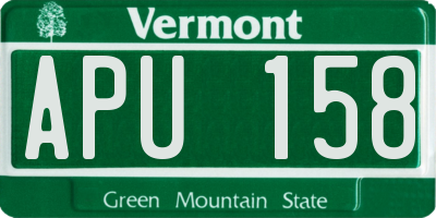 VT license plate APU158