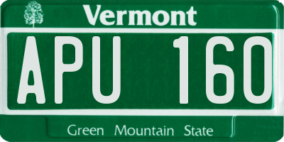 VT license plate APU160