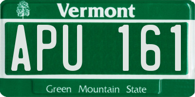 VT license plate APU161