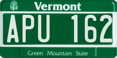 VT license plate APU162