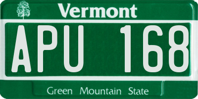 VT license plate APU168