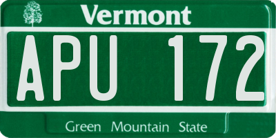 VT license plate APU172