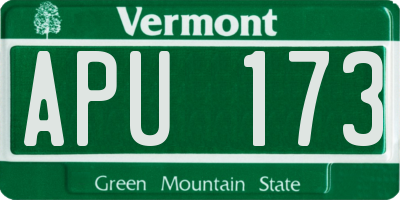 VT license plate APU173