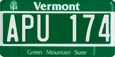 VT license plate APU174