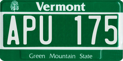 VT license plate APU175